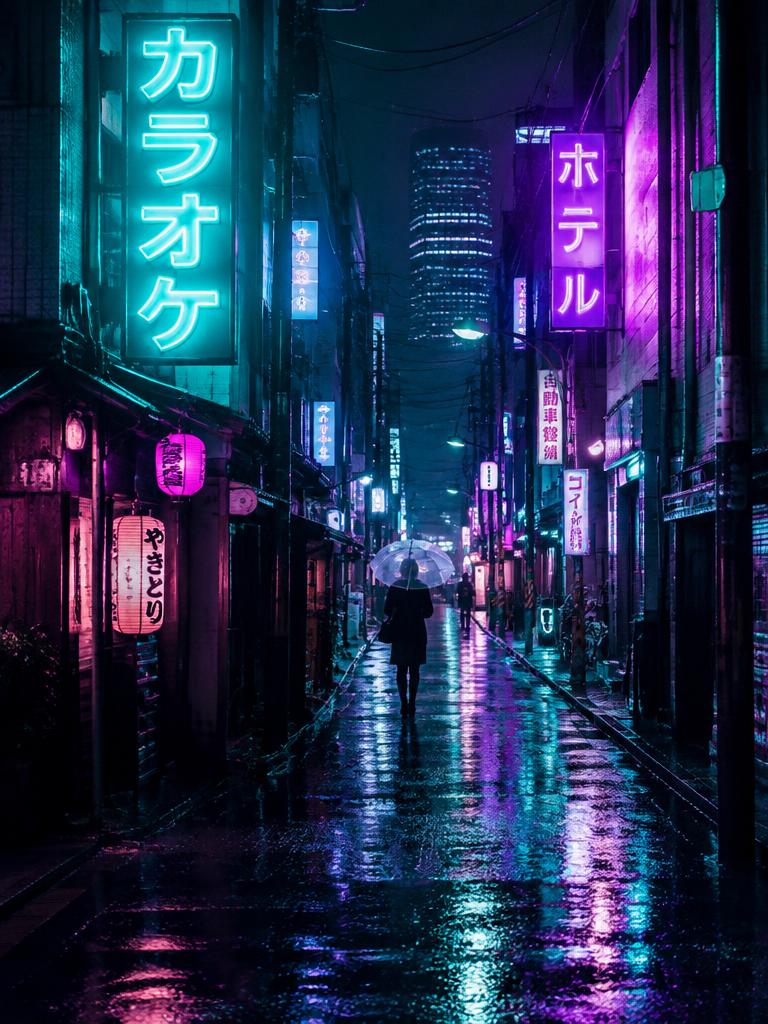 Neon rain alley